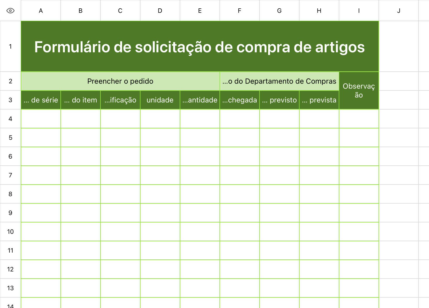 Formulário de pedido de compra de bens 1